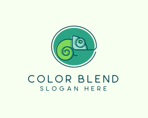 Minimalist Chameleon Lizard logo design