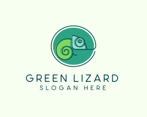 Minimalist Chameleon Lizard logo design