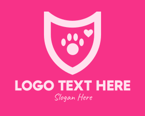 Dog - Pink Pet Care Shield logo design