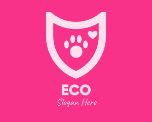 Paw Print - Pink Pet Care Shield logo design