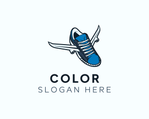 Sneakers - Flying Rubber Shoe logo design