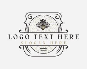 Beehive - Honey Jar Bee logo design