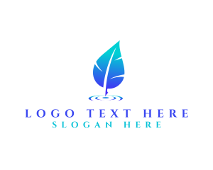 Signature - Water Feather Leaf logo design