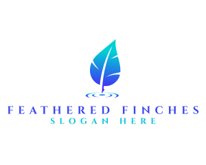 Water Feather Leaf logo design