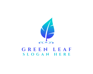 Water Feather Leaf logo design