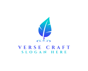 Poem - Water Feather Leaf logo design