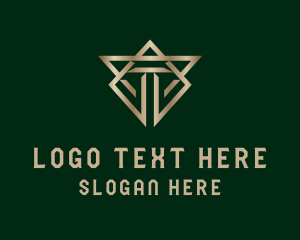 Gold Geometric Letter T Logo