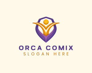 Human - Community Leadership Shield logo design