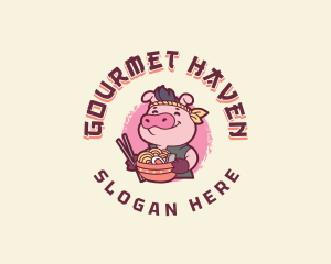 Pig Ramen Noodles logo design