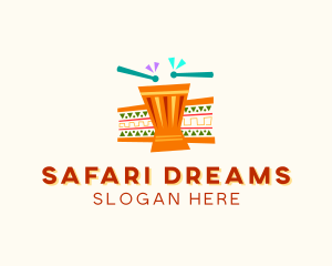 African Drums Percussion logo design