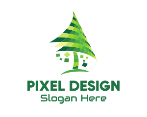 Digital Pixel Tree  logo design