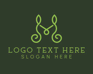 Green - Elegant Vine Letter M logo design