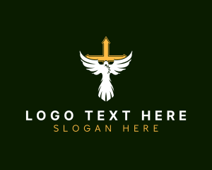 Heaven - Catholic Dove Cross logo design