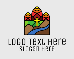 Parish - Stained Glass Chapel Cross logo design