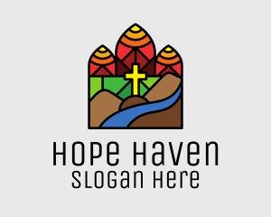 Stained Glass - Stained Glass Chapel Cross logo design