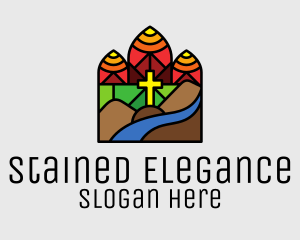 Stained Glass Chapel Cross logo design