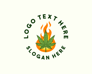 Ganja - Fire Cannabis Badge logo design