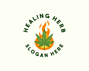 Medicinal - Fire Cannabis Badge logo design