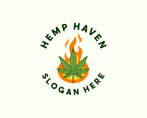 Fire Cannabis Badge logo design