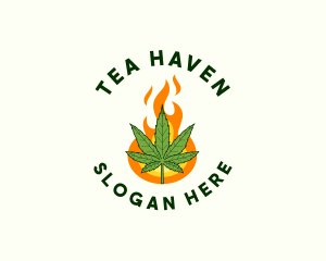 Fire Cannabis Badge logo design