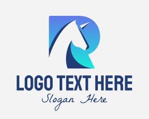 Tale - Blue Unicorn Letter R logo design