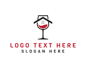 Alcohol - Wine Glass House logo design