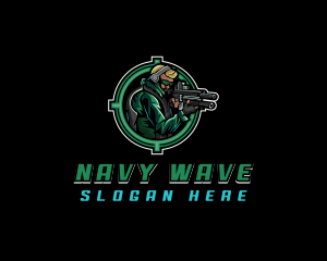 Navy - Soldier Military Shooting logo design