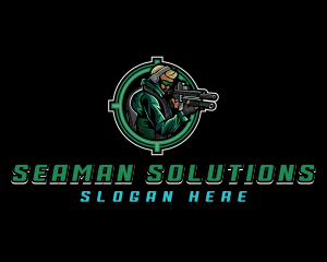 Soldier Military Shooting logo design