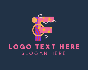 Editable - Pop Art Letter F logo design