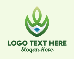 Biology - Nature Leaf Jewel logo design