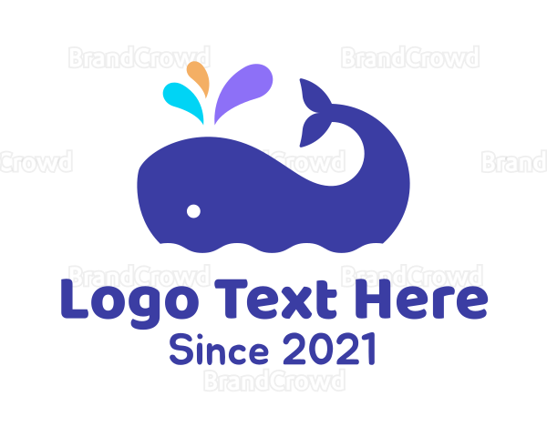 Cute Whale Aquarium Logo