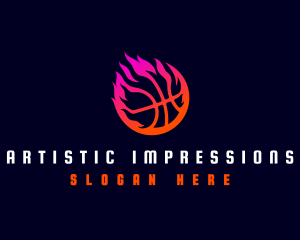 Flaming Basketball Tournament logo design