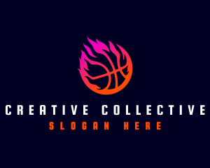 Flaming Basketball Tournament logo design