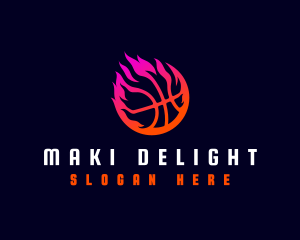 Flaming Basketball Tournament logo design