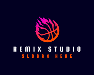 Flaming Basketball Tournament logo design