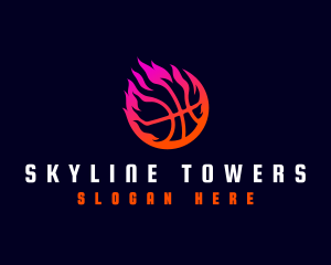 Flaming Basketball Tournament logo design