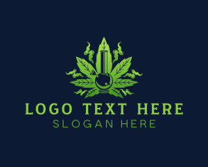 Herbal - Marijuana Weed Bong Smoke logo design