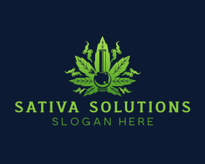 Sativa - Marijuana Weed Bong Smoke logo design