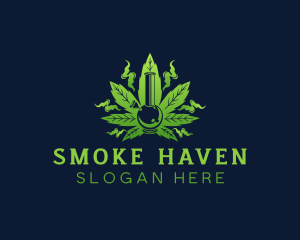 Marijuana Weed Bong Smoke logo design