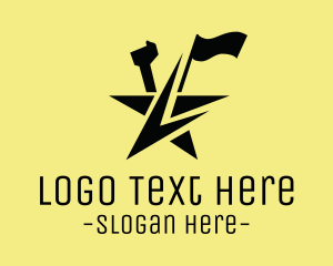 Gold Square - Leader Star Flag logo design