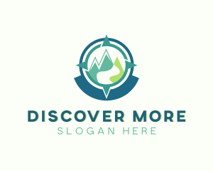 Explore - Mountain Compass Explorer Navigation logo design