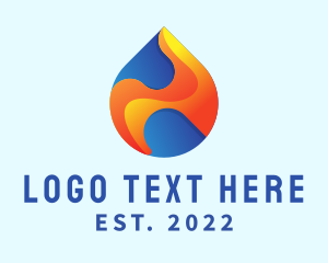 Heating And Cooling - Gradient Flame Drop logo design