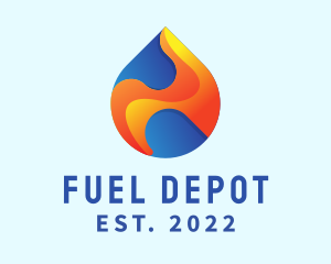 Gasoline - Gradient Flame Drop logo design
