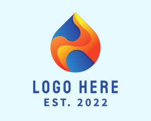 Heating - Gradient Flame Drop logo design