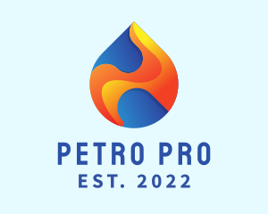 Petroleum - Gradient Flame Drop logo design