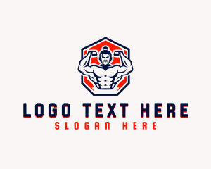 Fitness Muscular Man logo design