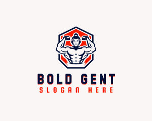 Fitness Muscular Man logo design