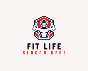 Fitness Muscular Man logo design