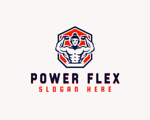 Fitness Muscular Man logo design