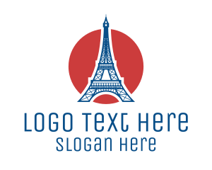Blue And Red - France Eiffel Tower logo design